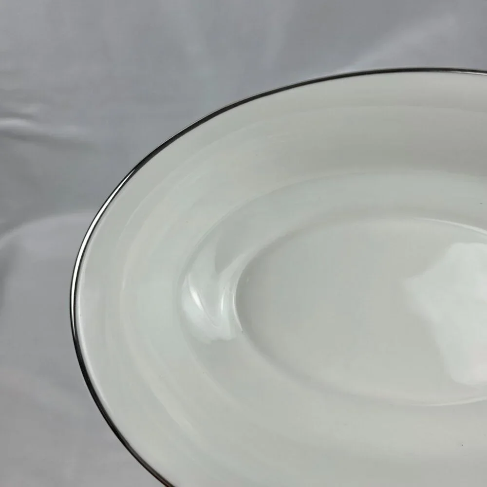 Oxford China Spring 8 Inch Oval Serving Bowl Multicolor Floral Rim Aqua Band